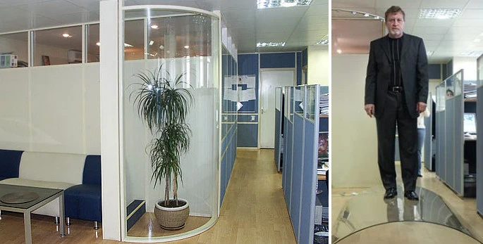 Оригинальное решение для офиса: радиусные перегородки NAYADA